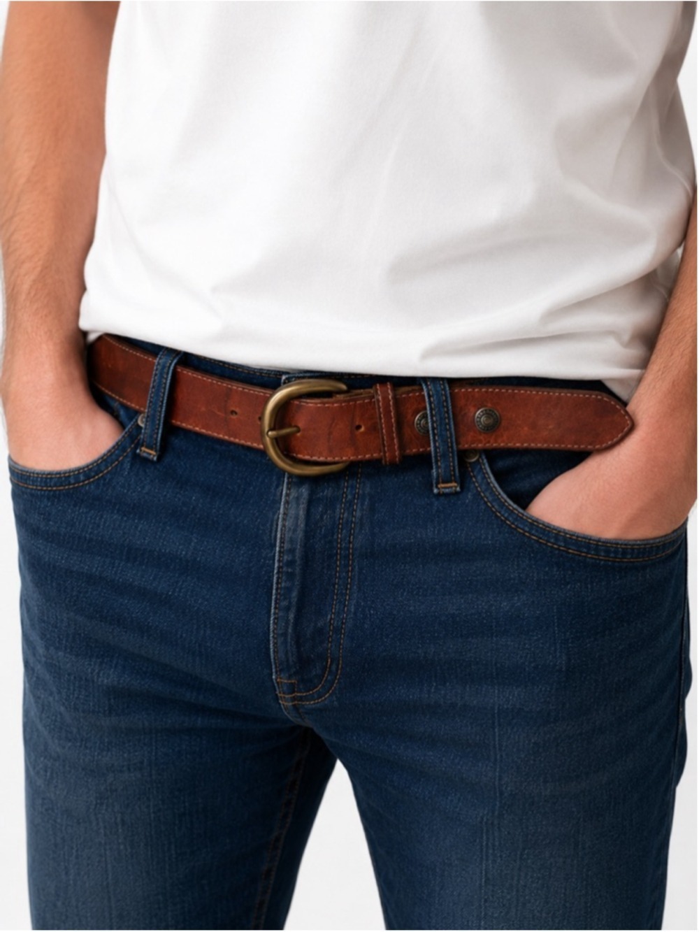 Men's Vintage Levi Straus Brown Leather Belt, Levi’s Buckle Fits 35-39” Waist